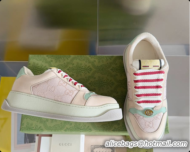 Best Grade Gucci Screener Sneaker Beige Red 60702017