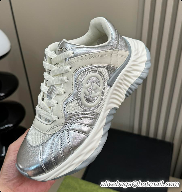 Low Price Gucci Ripple Trainer in Silver 60702018