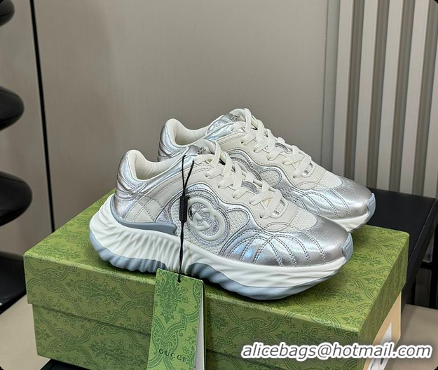 Low Price Gucci Ripple Trainer in Silver 60702018