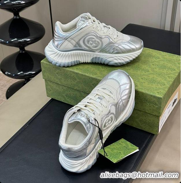 Low Price Gucci Ripple Trainer in Silver 60702018