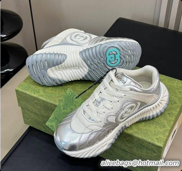 Low Price Gucci Ripple Trainer in Silver 60702018