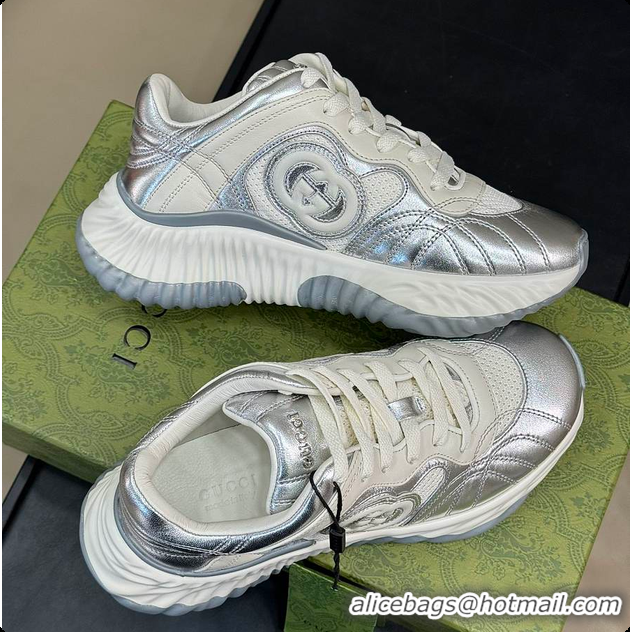 Low Price Gucci Ripple Trainer in Silver 60702018