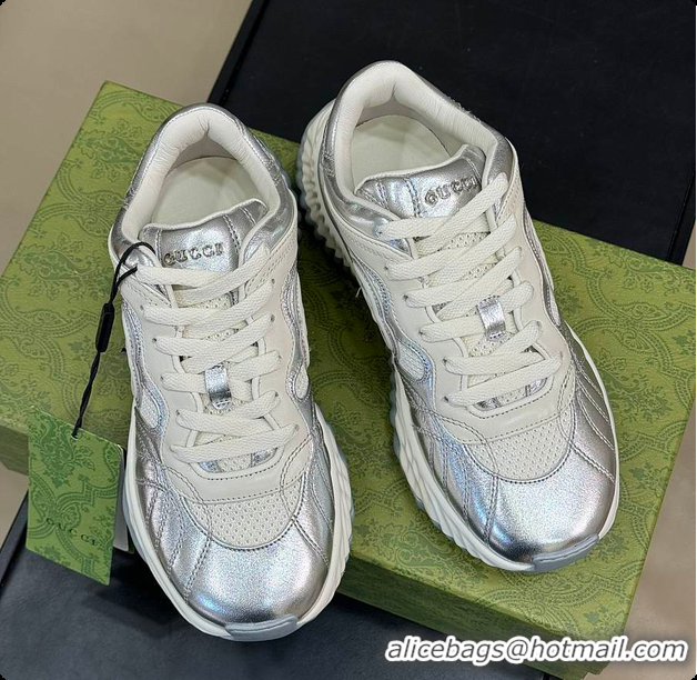 Low Price Gucci Ripple Trainer in Silver 60702018