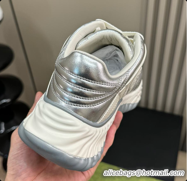 Low Price Gucci Ripple Trainer in Silver 60702018