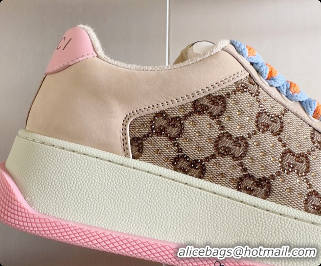 Luxury Gucci Screener Sneaker Beige Pink 60702019