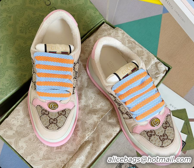 Luxury Gucci Screener Sneaker Beige Pink 60702019