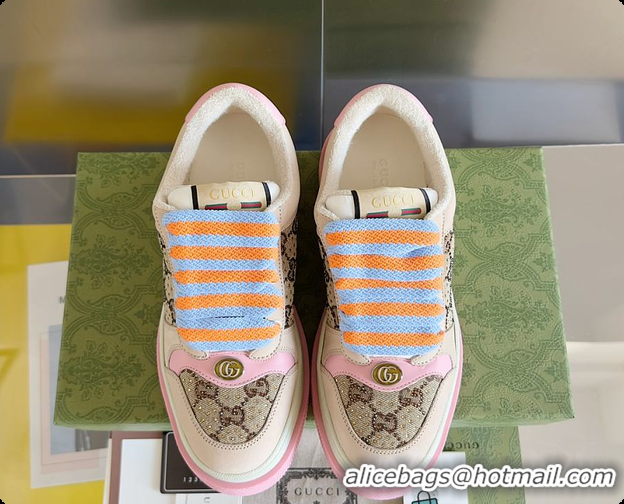 Luxury Gucci Screener Sneaker Beige Pink 60702019