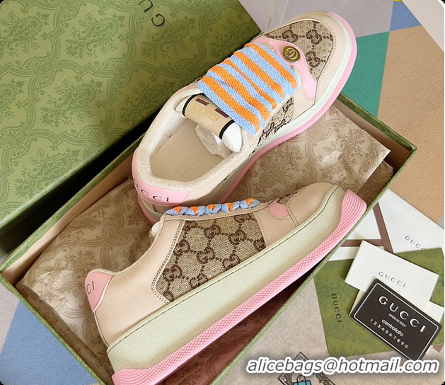 Luxury Gucci Screener Sneaker Beige Pink 60702019