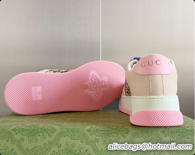 Luxury Gucci Screener Sneaker Beige Pink 60702019