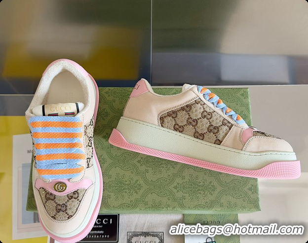 Luxury Gucci Screener Sneaker Beige Pink 60702019