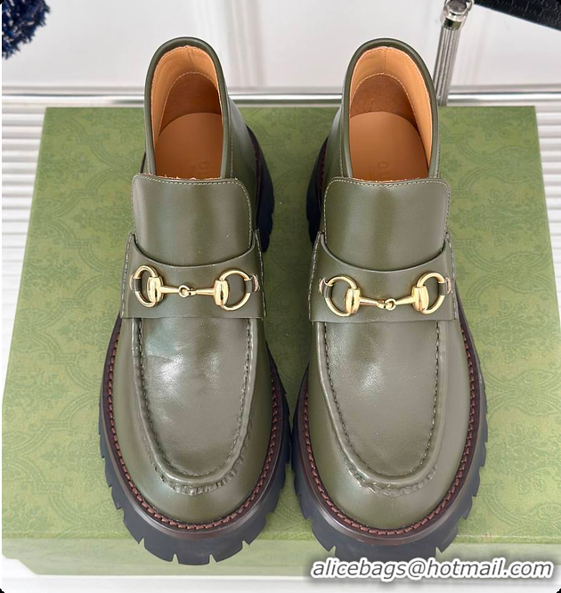 Top Design Gucci Loafer Horsebit Green 60702101