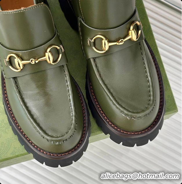 Top Design Gucci Loafer Horsebit Green 60702101