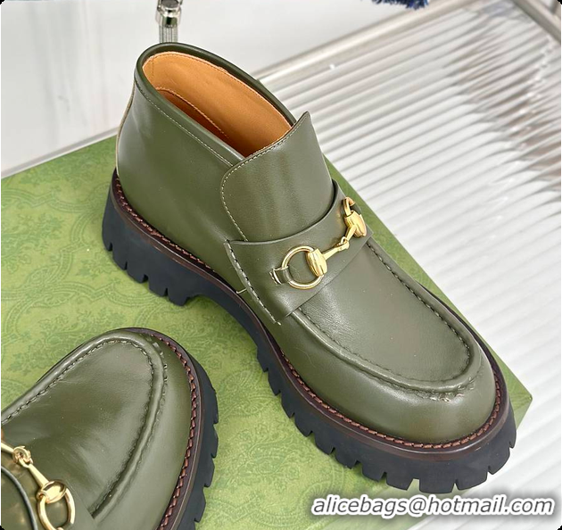 Top Design Gucci Loafer Horsebit Green 60702101