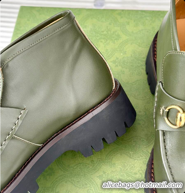 Top Design Gucci Loafer Horsebit Green 60702101