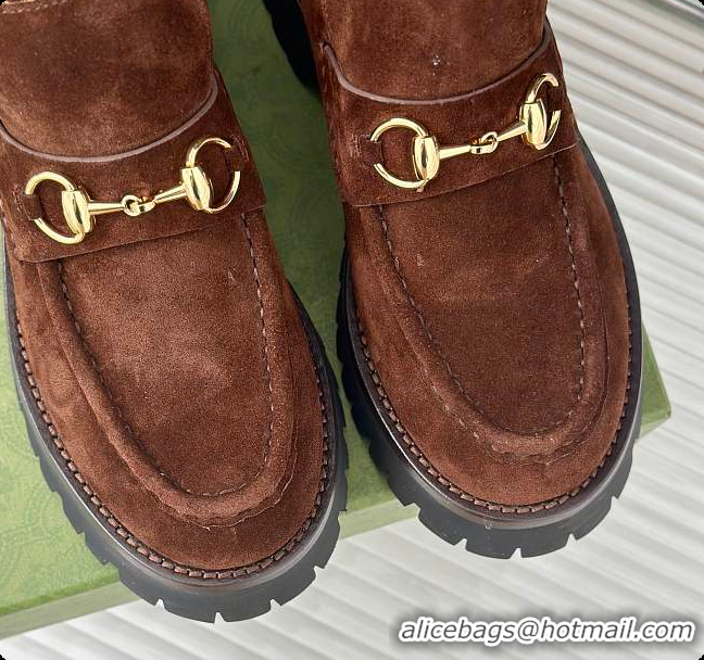 Good Product Gucci Loafer Horsebit Suede Brown 60702102