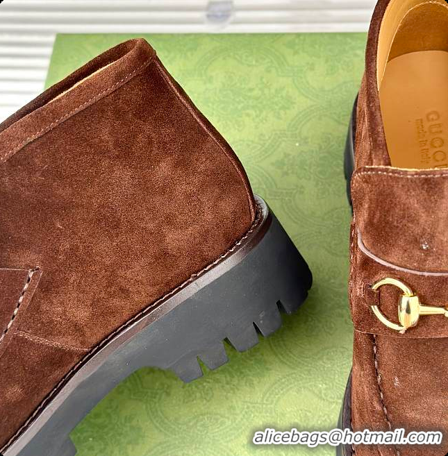 Good Product Gucci Loafer Horsebit Suede Brown 60702102