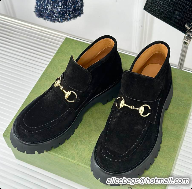 Best Product Gucci Loafer Horsebit Suede Black 60702102