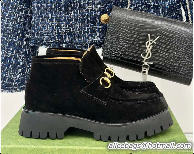 Best Product Gucci Loafer Horsebit Suede Black 60702102