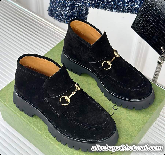 Best Product Gucci Loafer Horsebit Suede Black 60702102