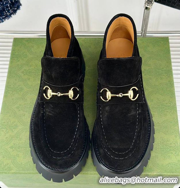 Best Product Gucci Loafer Horsebit Suede Black 60702102