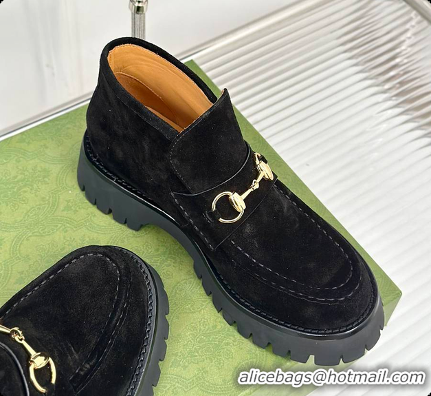 Best Product Gucci Loafer Horsebit Suede Black 60702102