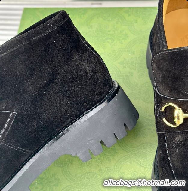 Best Product Gucci Loafer Horsebit Suede Black 60702102