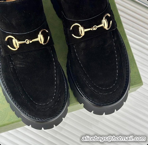 Best Product Gucci Loafer Horsebit Suede Black 60702102