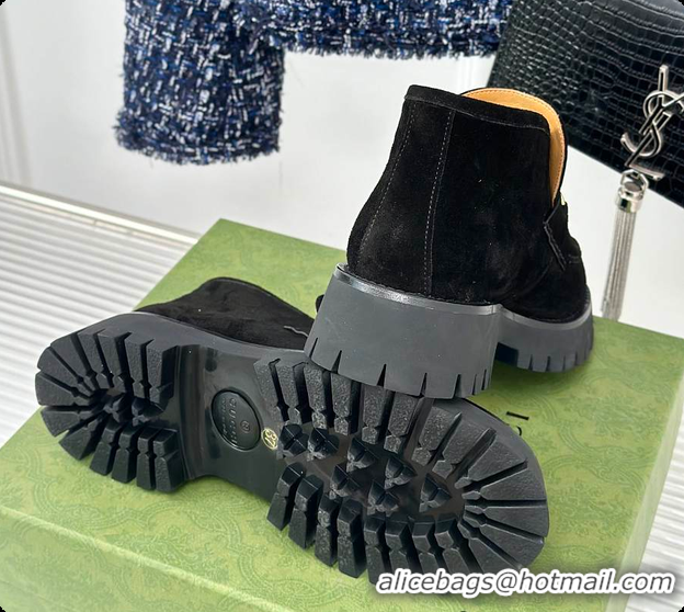Best Product Gucci Loafer Horsebit Suede Black 60702102