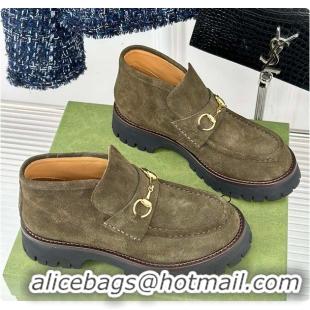 Good Looking Gucci Loafer Horsebit Suede Grey 60702102