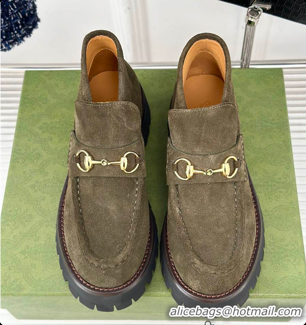 Good Looking Gucci Loafer Horsebit Suede Grey 60702102