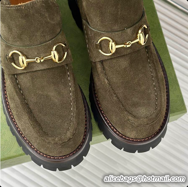 Good Looking Gucci Loafer Horsebit Suede Grey 60702102