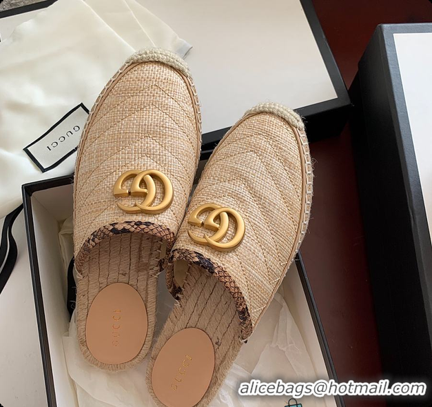 Good Quality Gucci Straw Slippers 60702107