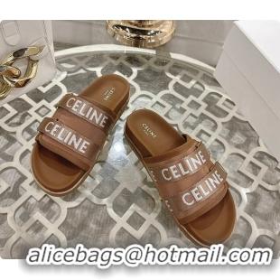 Purchase Celine Trendy Triomphe Webbing Logo Slides/Sandals 0702113