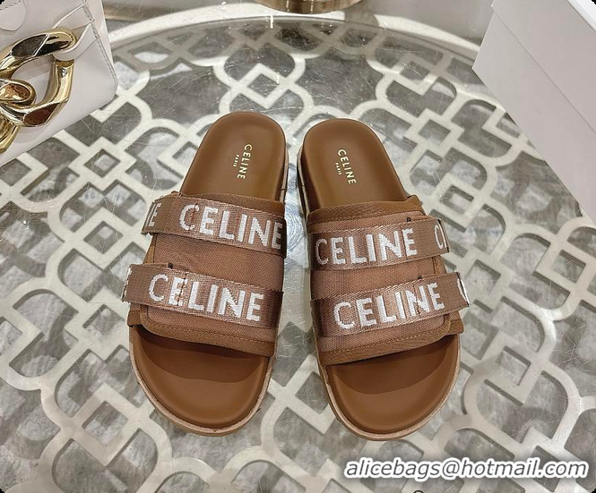 Purchase Celine Trendy Triomphe Webbing Logo Slides/Sandals 0702113