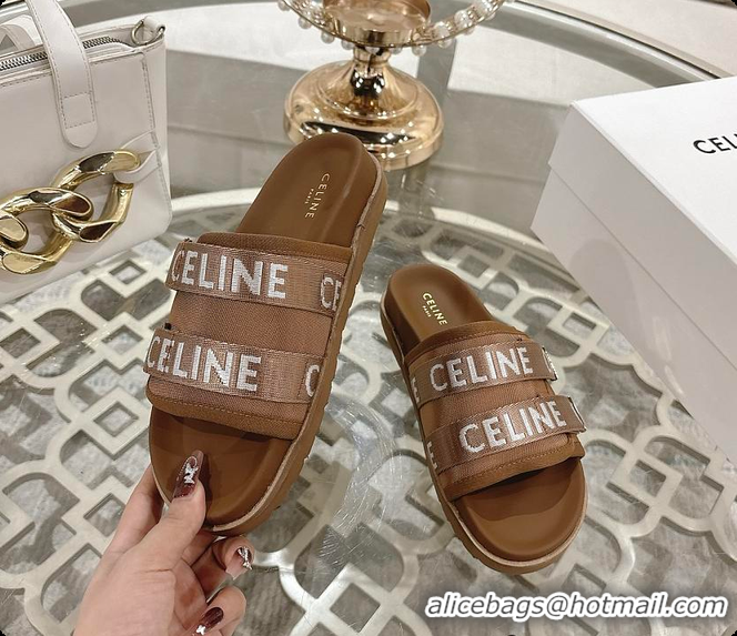 Purchase Celine Trendy Triomphe Webbing Logo Slides/Sandals 0702113