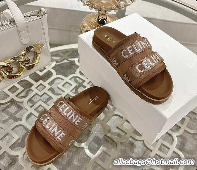 Purchase Celine Trendy Triomphe Webbing Logo Slides/Sandals 0702113