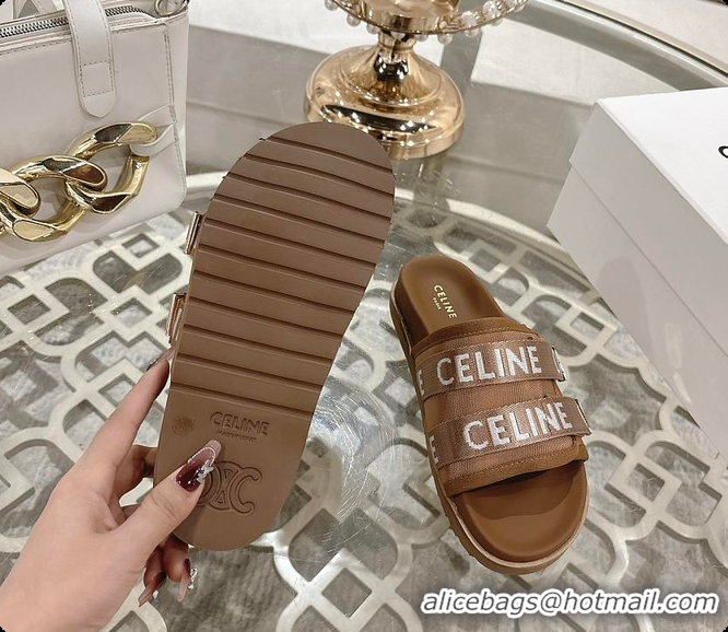 Purchase Celine Trendy Triomphe Webbing Logo Slides/Sandals 0702113