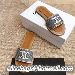 Sophisticated Celine Gray Triomphe Cloth Sandal 0702115