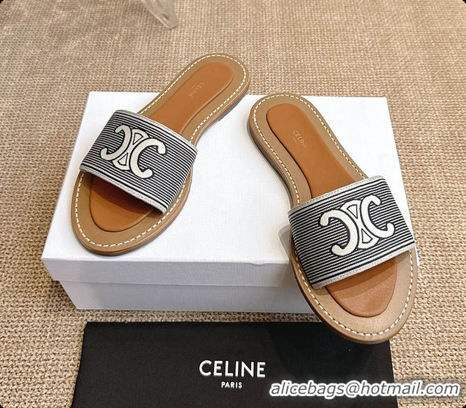 Sophisticated Celine Gray Triomphe Cloth Sandal 0702115