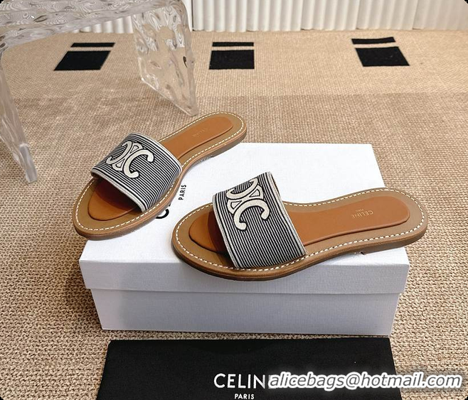 Sophisticated Celine Gray Triomphe Cloth Sandal 0702115
