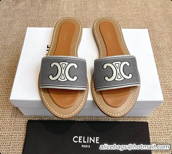 Sophisticated Celine Gray Triomphe Cloth Sandal 0702115
