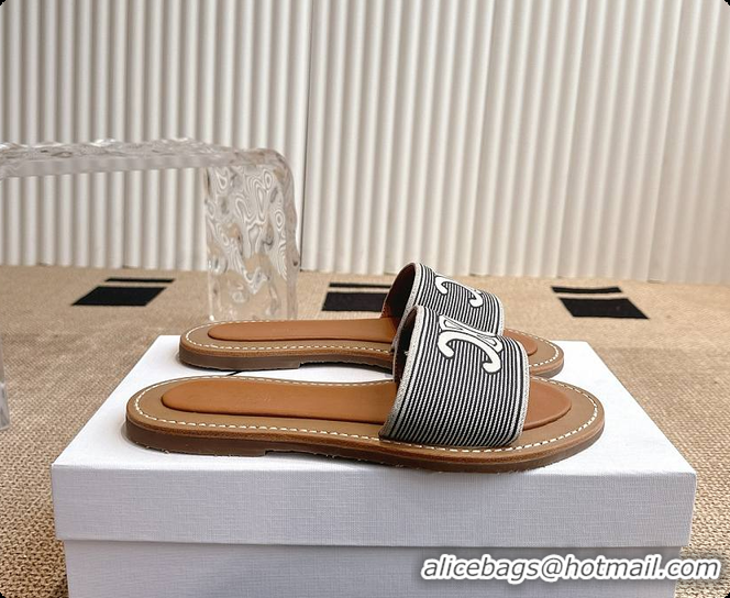 Sophisticated Celine Gray Triomphe Cloth Sandal 0702115