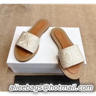 Buy Luxury Celine White Triomphe Cloth Sandal 0702115
