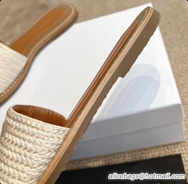 Buy Luxury Celine White Triomphe Cloth Sandal 0702115