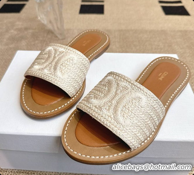 Buy Luxury Celine White Triomphe Cloth Sandal 0702115