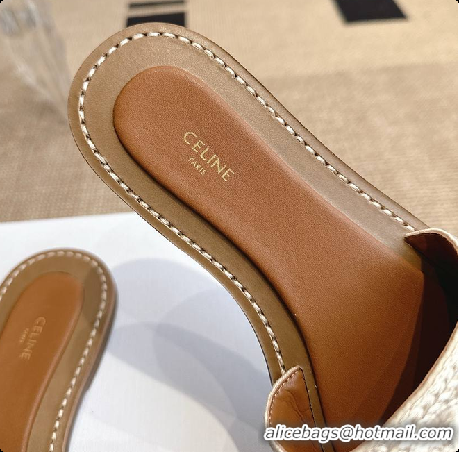 Buy Luxury Celine White Triomphe Cloth Sandal 0702115