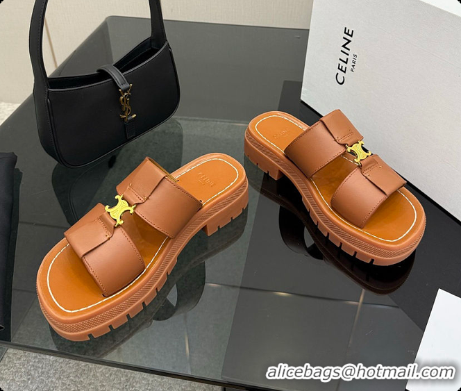 Hot Style Celine Clea Mule In Calfskin Tan 0702117