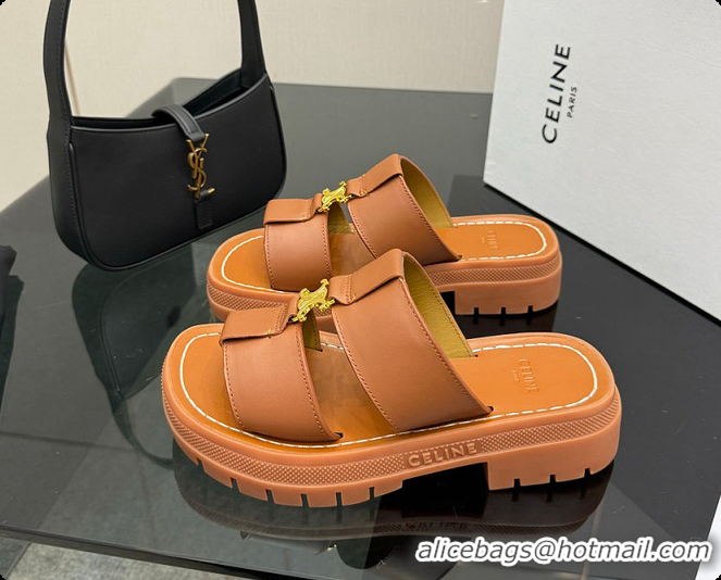 Hot Style Celine Clea Mule In Calfskin Tan 0702117
