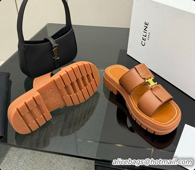 Hot Style Celine Clea Mule In Calfskin Tan 0702117
