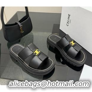 Stylish Celine Clea Mule In Calfskin Black 0702117